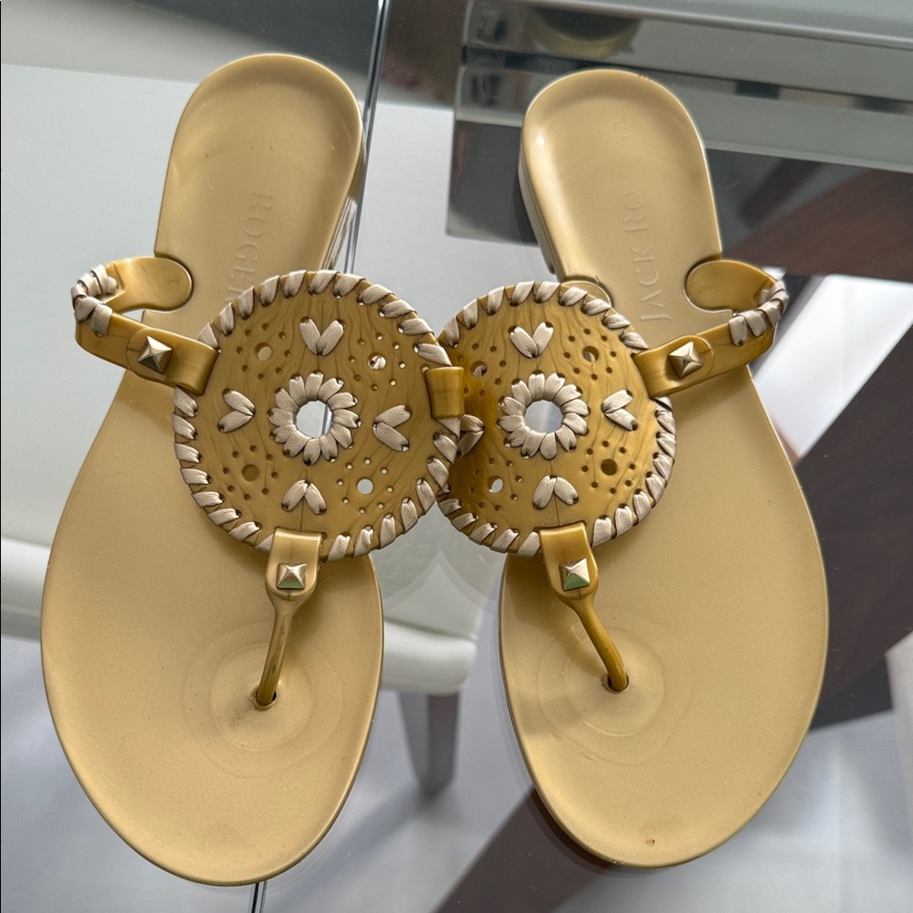 Jack Rogers Gold and White Sandals